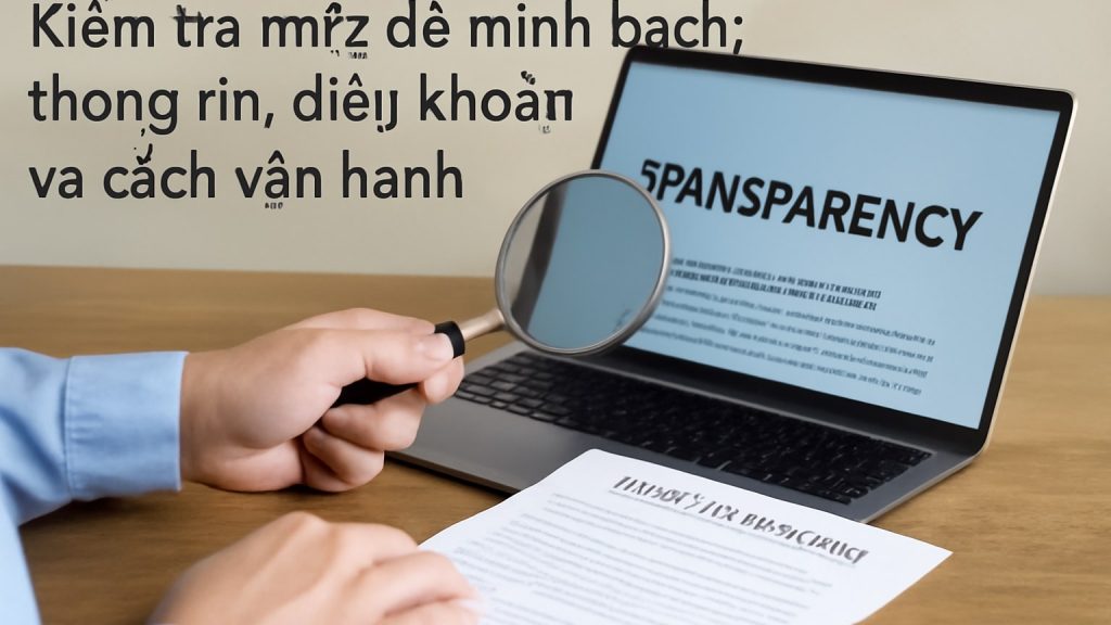 1) Kiểm tra mức độ minh bạch: thông tin, điều khoản và cách vận hành Minh họa: 1) Kiểm tra mức độ minh bạch: thông tin, điều khoản và cách vận hành